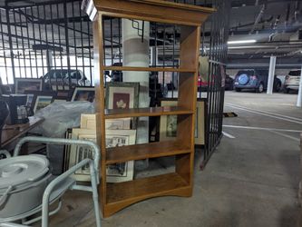 Solid Golden Oak 5 Shelf Bookcase