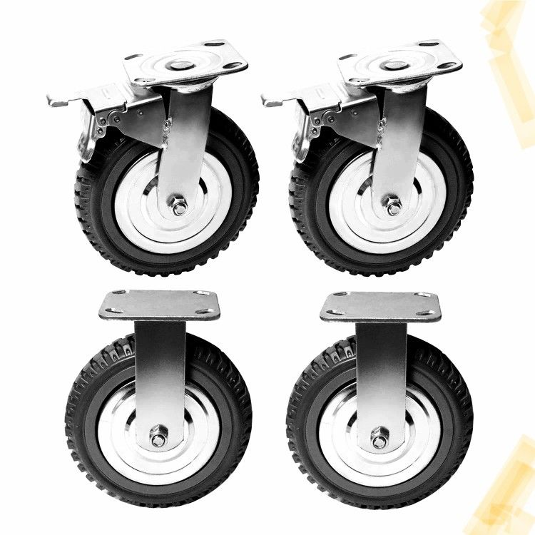 8 Inch Caster Wheels Heavy Duty AntiSkid Rubber Swivel Casters With