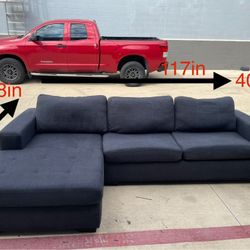 Gray 2pc Sectional With Sleeper Bed+Storage Ottoman (DELIVERY AVAILABLE)