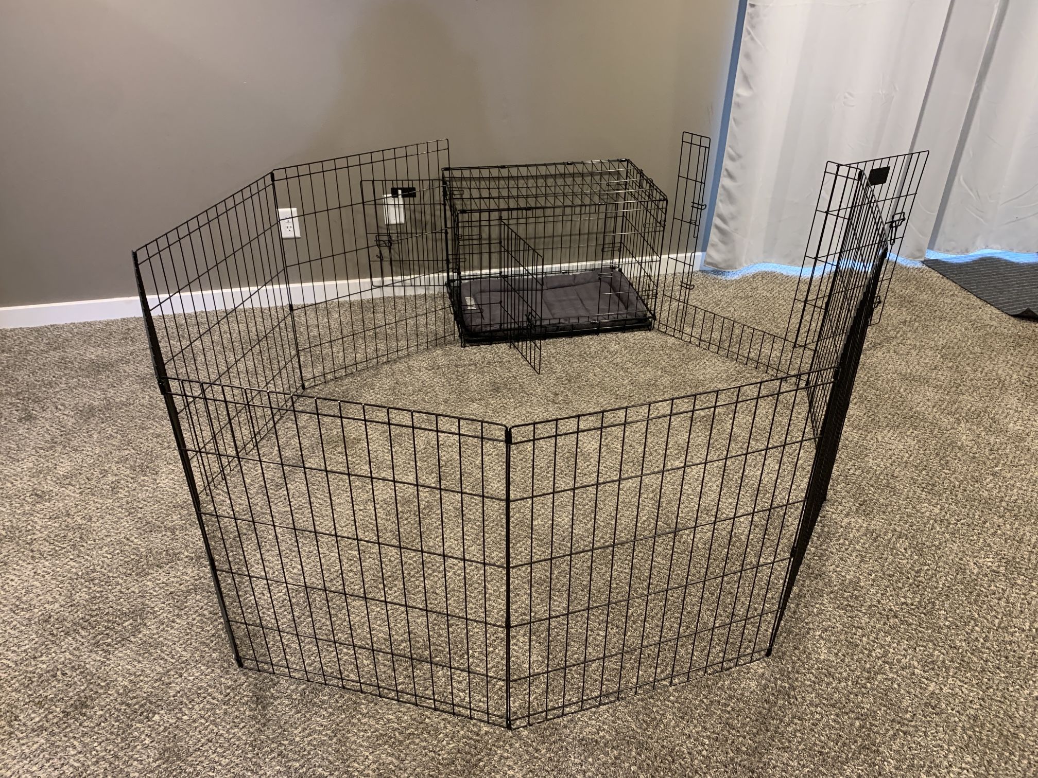 Like New Midwest 30”, Double Door Dog Crate, 8 Side Exercise Pen, And Kong Crate Mat