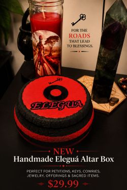 Elegua Altar Storage Box Handmade Red and Black Devotional Container Orisha Inspired Spiritual Offering Box