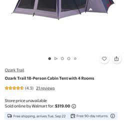 Ozark Trail 18-Person Cabin Tent with 4 Rooms