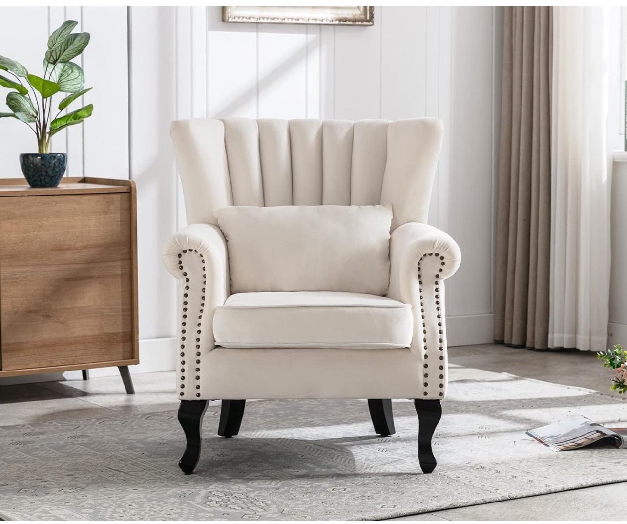 The Windsor Velvet Cream Accent Chair