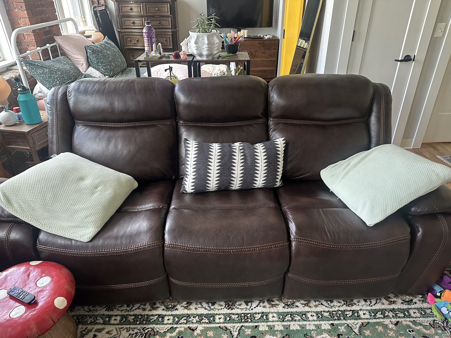 Real Leather Electronic Reclining Couch