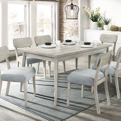 Gray Dining Table Set With 6 Chairs 