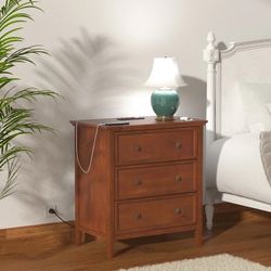 Walnut Red Bedside Table