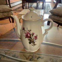 Vintage Ceramic Tea Pot With Handle Flowers Printed 