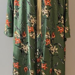 Green Floral Kimono Cover Up