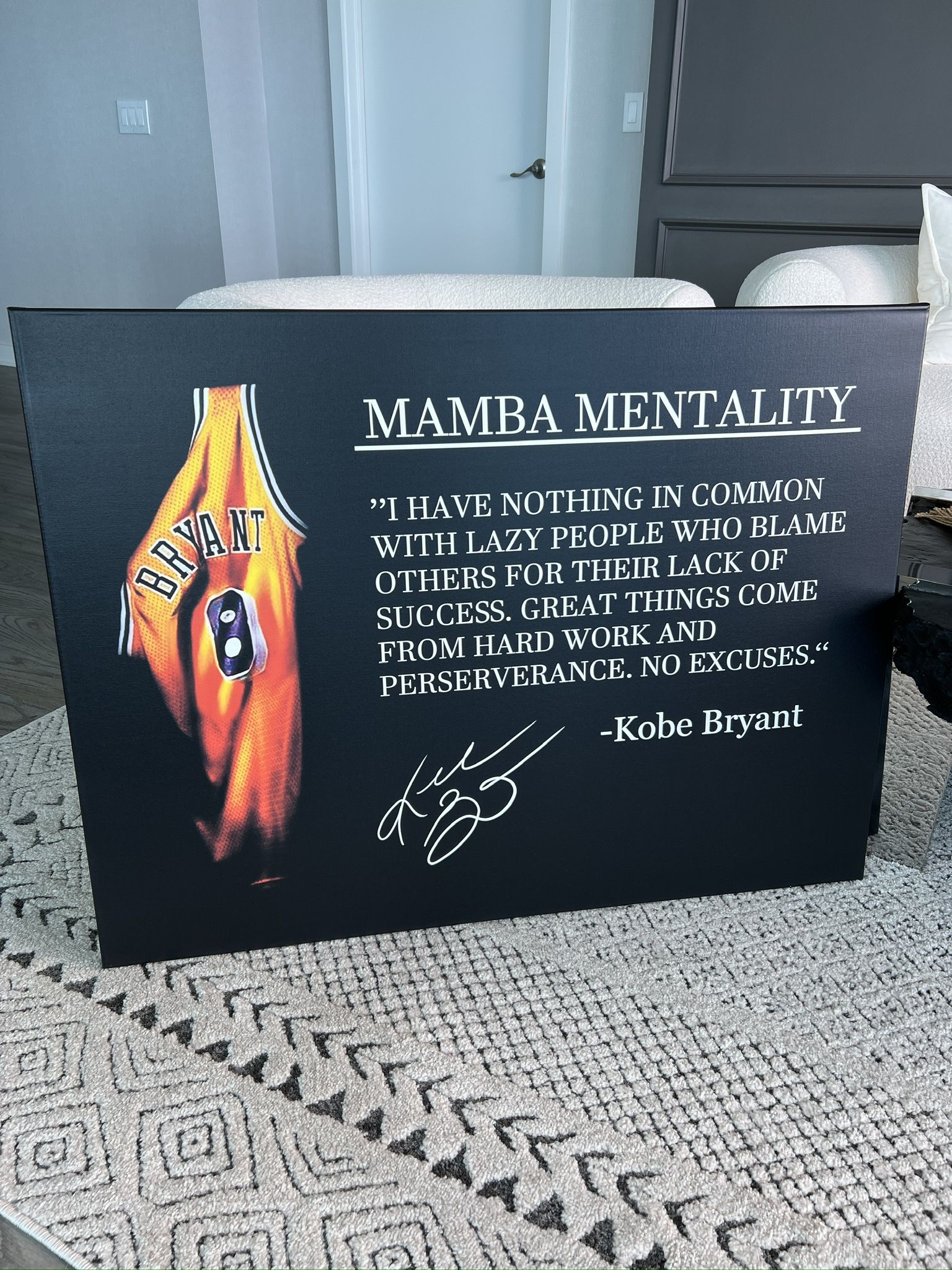 New 40x30” Kobe Bryant Poster, Mamba Mentality Print Framed Canvas 