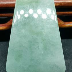 Burmese icy type A jadeite jade pendant lucky safety plaque.