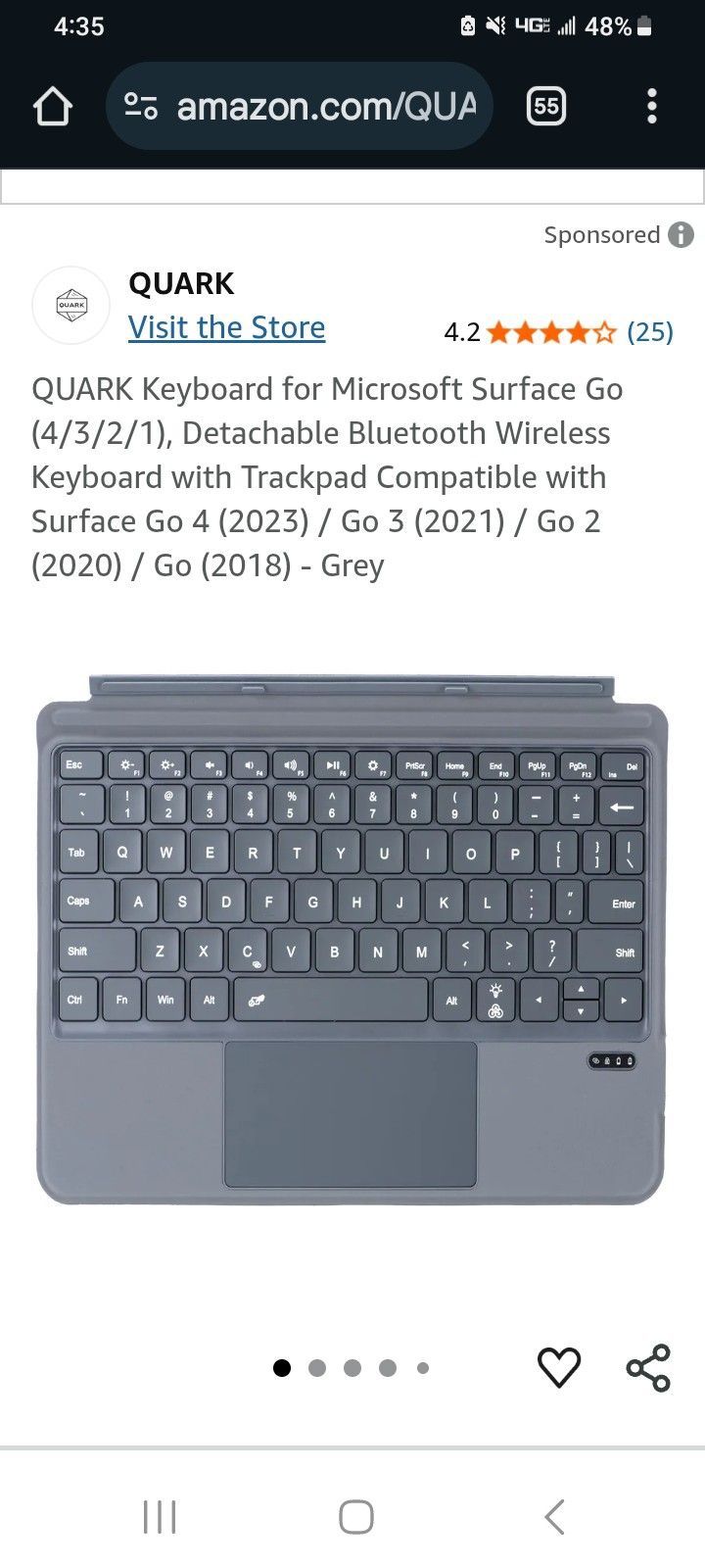 New Keyboard with mouse for Surface Go Go2 Go3 and Go4.
Only 10 dollars (on sale for 45 dollars on Amazon).
And I gift a New case and screenshield f