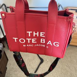 Red leather Tote Bag small