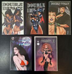5 INDIE COMIC BOOKS LOT - FANTASY/ SWIMSUIT/ 90S STYLE