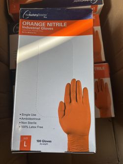 Orange Nitrile Industrial Gloves L