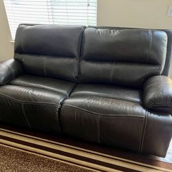 Leather Couch w/ Electric Recliner and USB Chargers