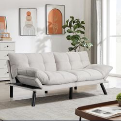 67” Velvet Futon Sofa Bed Convertible Small Upholstered Couch 2-Seat Loveseat 