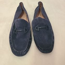 Cole Haan Tully Driving Loafers Navy Blue suede women’s Sz 10½ B  #W27157