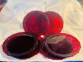 Vintage Cape Cod Collection by Avon | Ruby Red Glassware Dinnerware | Wine Glass Water Goblet Dinner Plate Bowl Tea Cup Saucer Coffee Mug Etc
