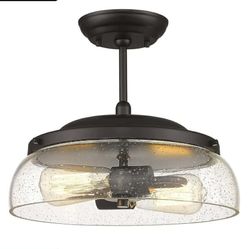 5810: New Semi Flush Mount Ceiling Light, 2-Light Modern Light Fixture with Seeded Glass Shade, Oil Rubbed Bronze Finish for Hallway Corridor Kitchen 