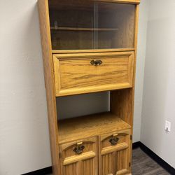 Brown Wood Glass Display Cabinet 