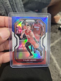 Tyler Herro panini red,white, blue  silver prizm basketball card