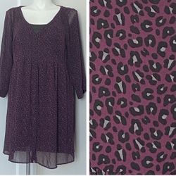 Purple Cheetah Leopard Print Plus-size Dress 