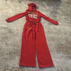 Red ed hardy sweat suit small