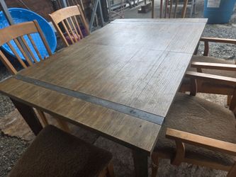 Hardwood dining table with chairs