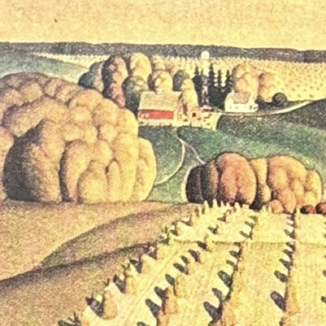 Grant DeVolson Wood Fall Plowing Original Vintage Art Print USA 1930’s Printed Artist American Gothic Painter School Midwest Collectible Collectibles