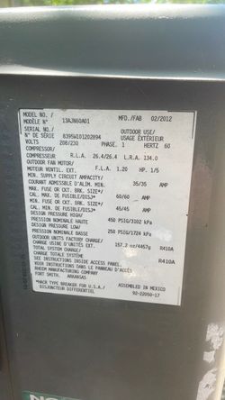 Rheem Outdoor AC Condenser Unit 13AJN60A01