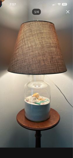 Coastal Seashell Glass Bottle Table Lamp