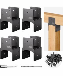 4Pack 6x6 Post Anchor Connector , Stainless Steel Post Caps Tie Bracket for 6x6 and 6x8 Wood Posts, Beam Anchor Connector, Post Base Bracket for Suppo