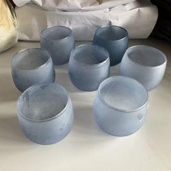 7 Blue Tea Light Candle Glasses