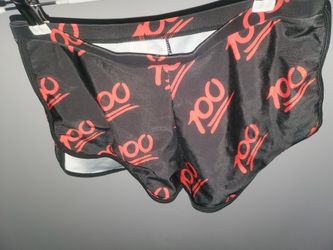 Women’s Black Athletic Shorts with Red "100" Print