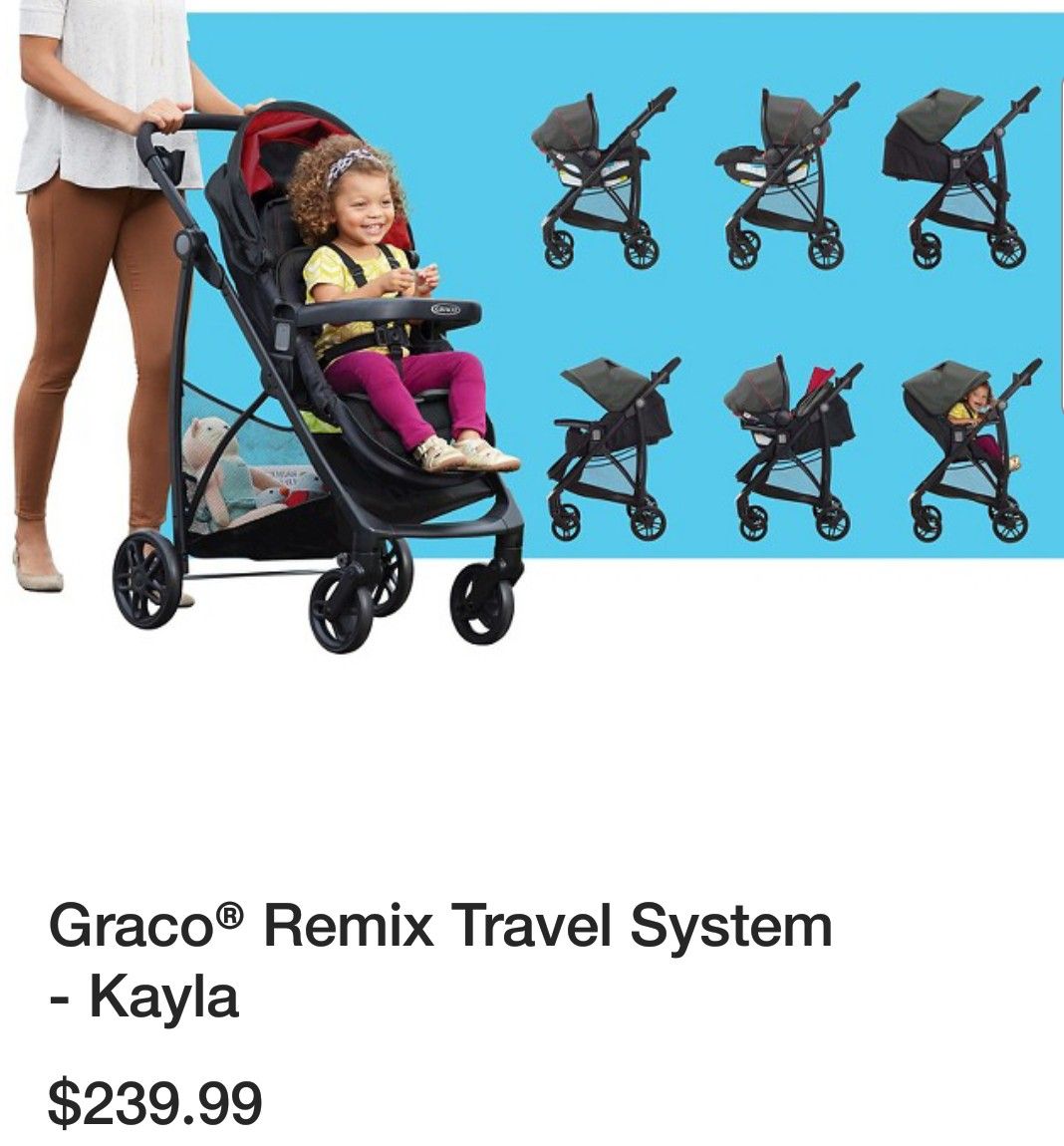 Graco remix travel system( stroller and infant carseat)