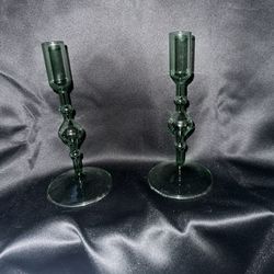 NIB Poketo  Glass Candlestick Holders - Set Of 2