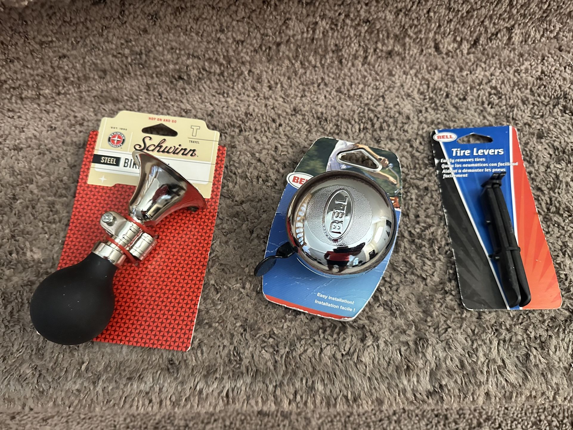 New Schwinn Steel Bike Horn, Bike Bell, Tire Levers - get all for one cheap price
