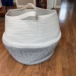 Rope Basket, Top Folds Down For Smaller Size 