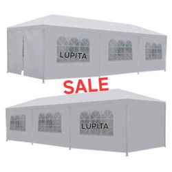 Canopy Party Tent 10x30ft With 6 Windows and 2 Sidewalls with Zipper Large Gazebo, Carpa