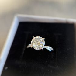 New Certified S925 Sterling Silver solitaire 2ct VVS1 D moissanite/engagement 7