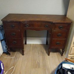 Kneehole Antique Desk.  All Fitted Wood.