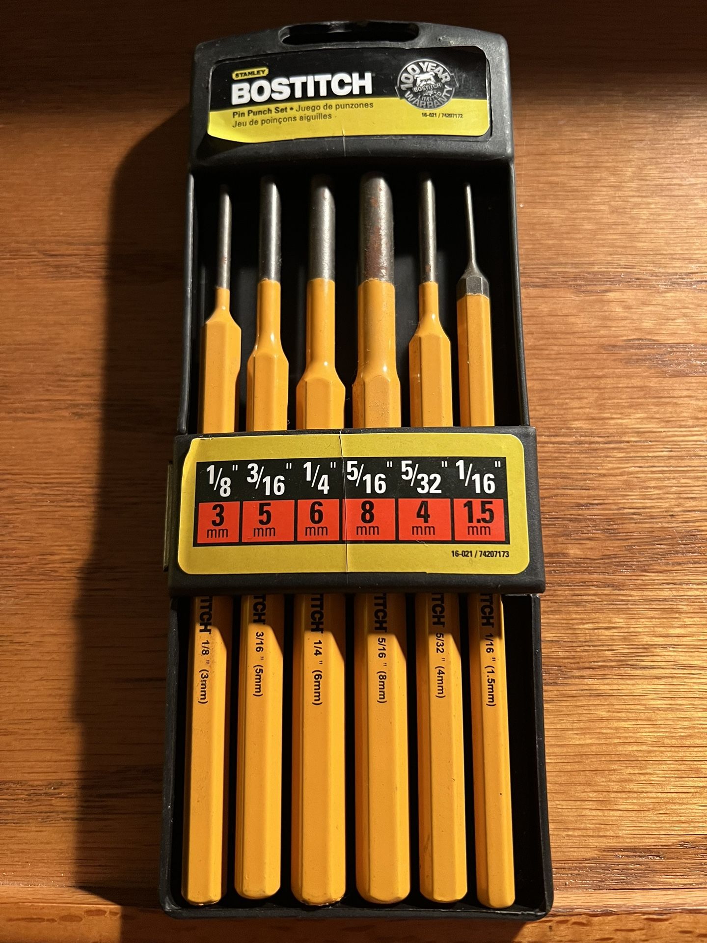 Stanley Bostich 16-021 Pin Punch Set W /Case