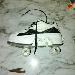 Roller Skating Shoes With Retractable Wheels, Unknown Brand, Okay Condition No Damage Just Dirt, Women's Size 7.5-8. 