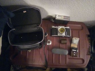 Vintage 35mm Film Camera with Flash and Case