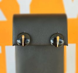 14k solid yellow gold onyx earrings