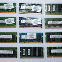 LOT OF 12 Laptop RAM SODIMM Memory DDR2 (512MB, 1GB, 2GB)