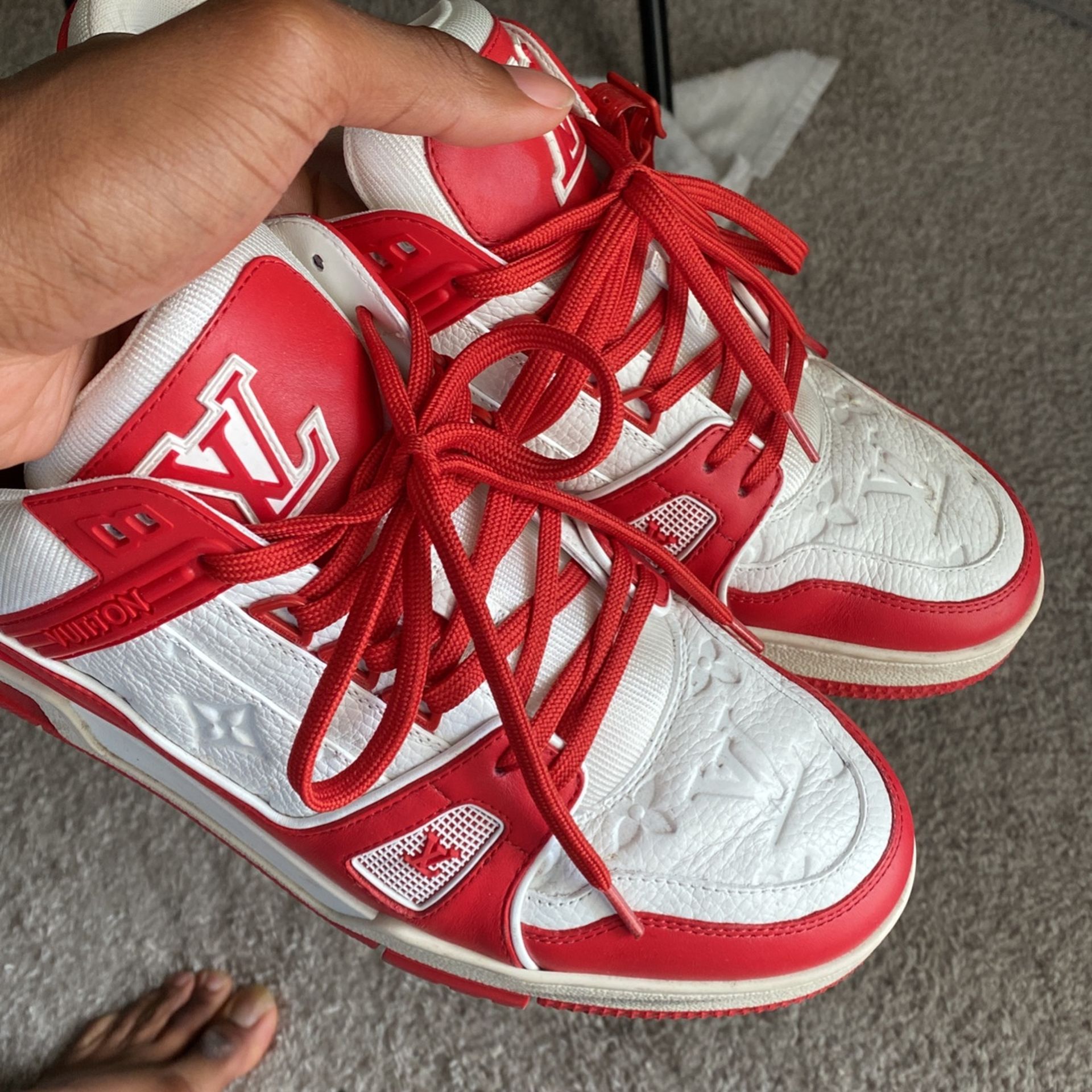 red and white lv trainer