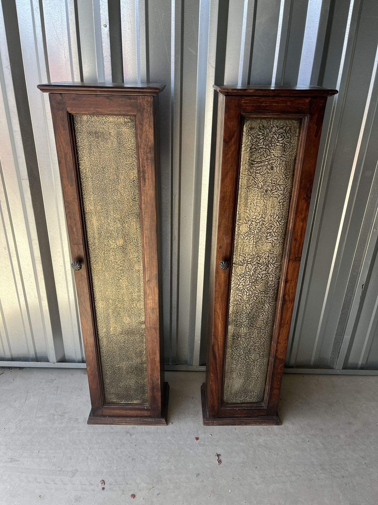 Vintage Tin Front Bookend Cabinets 