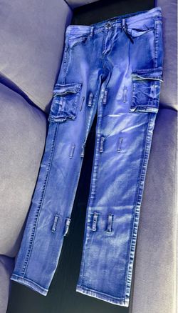 BRAND NEW Designer Waimea Skinny Fit Cargo Jeans Size 34x32