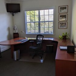 Cherry Wood U-SHAPE desk With Lateral File